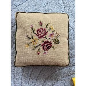 Vintage Embroidered Flower Pillow